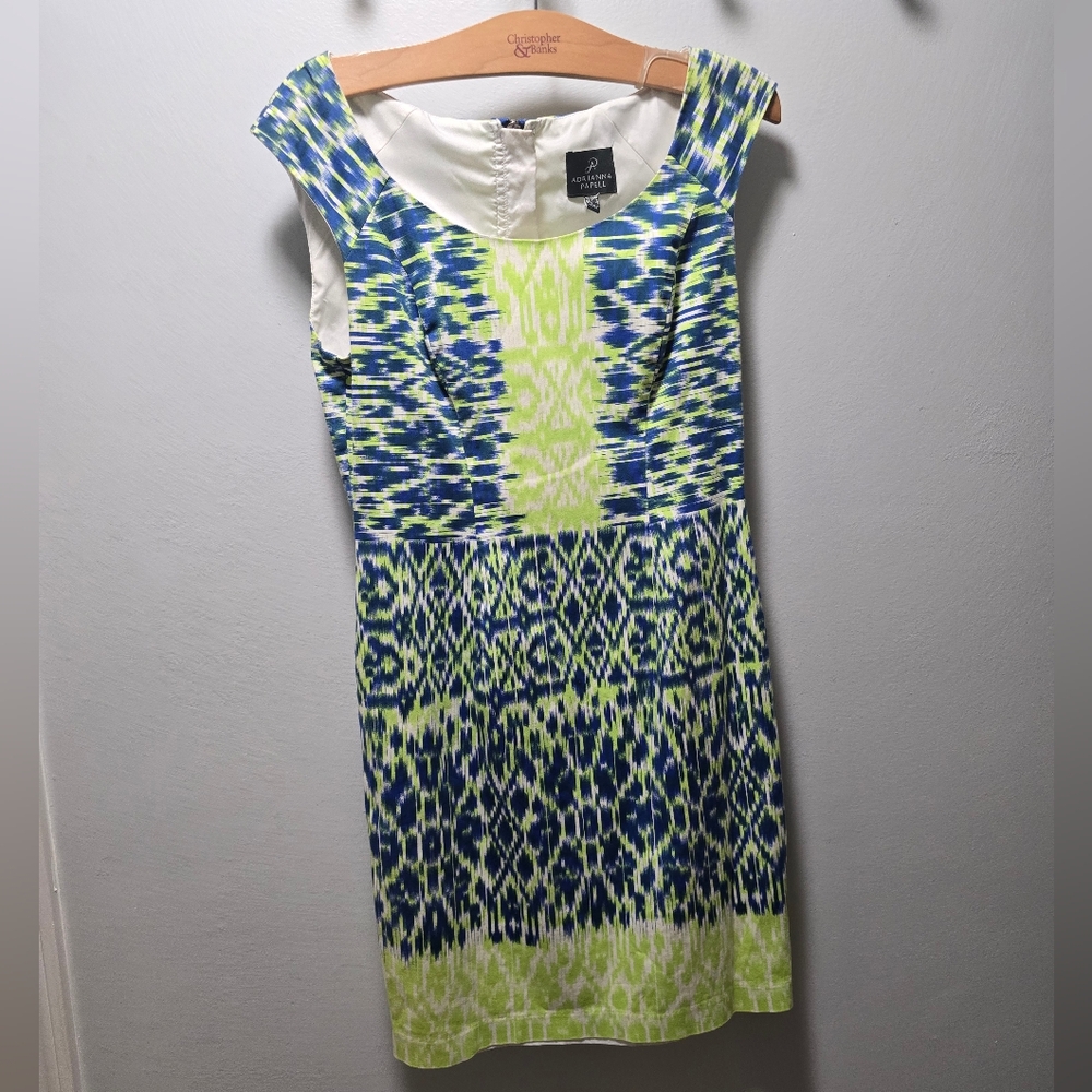 Adrianna Papell Vibrant Blue and Green Dress